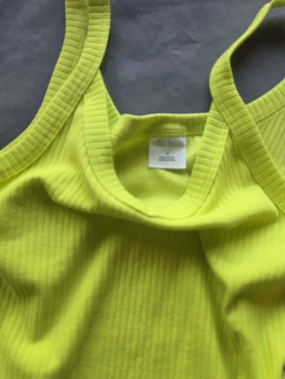 Neon Line Green Cropped Rib Tank Top - Picture 5 of 7